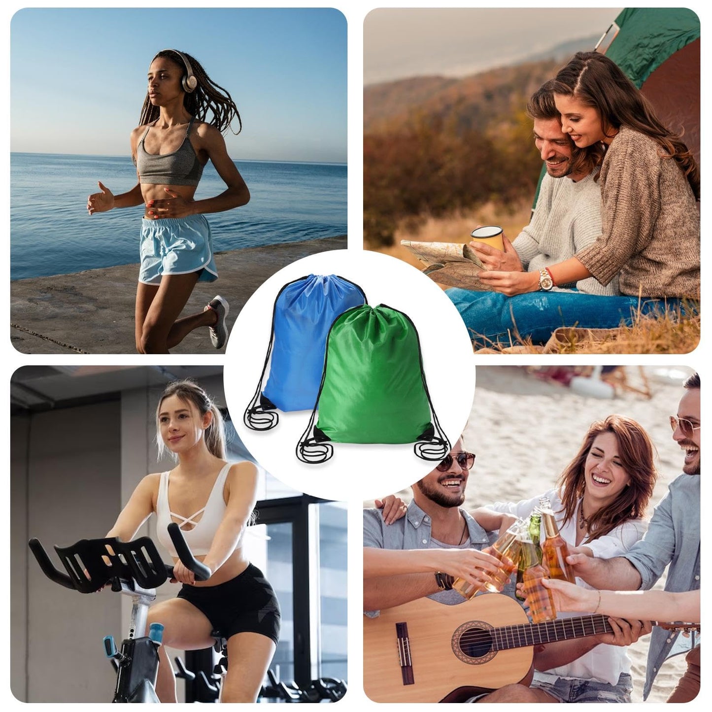 2 Pcs Drawstring Backpack Bags Sports Cinch Sack String Bags Blue Green Drawstring Gym Bag Draw String Backpack Bulk Swimming String Bags