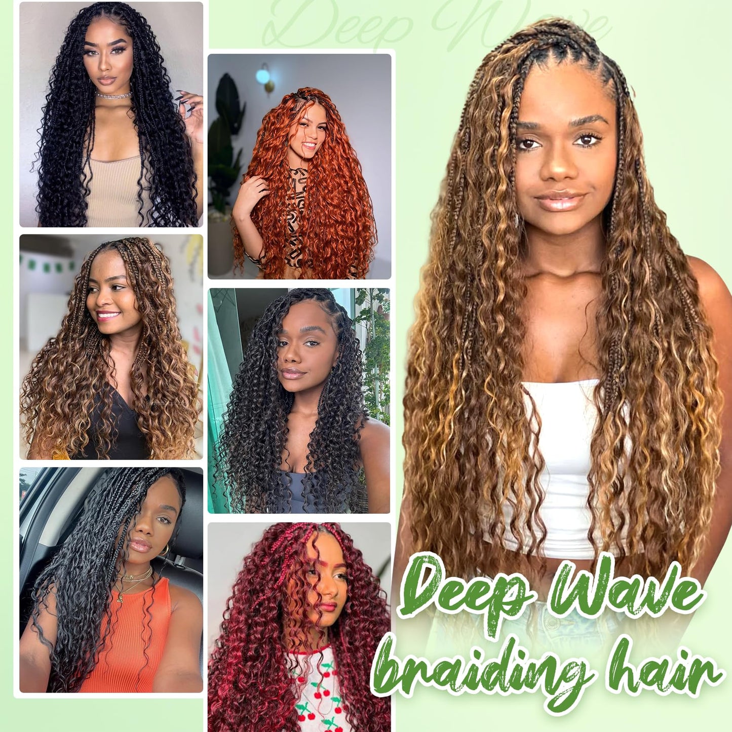 Eerya Long Curly Braiding Hair 18 Inch 2 Packs Ocean Wave Crochet Hair for Black Women Deep Wave Braiding Hair for Boho Braids (18 inch, #30)