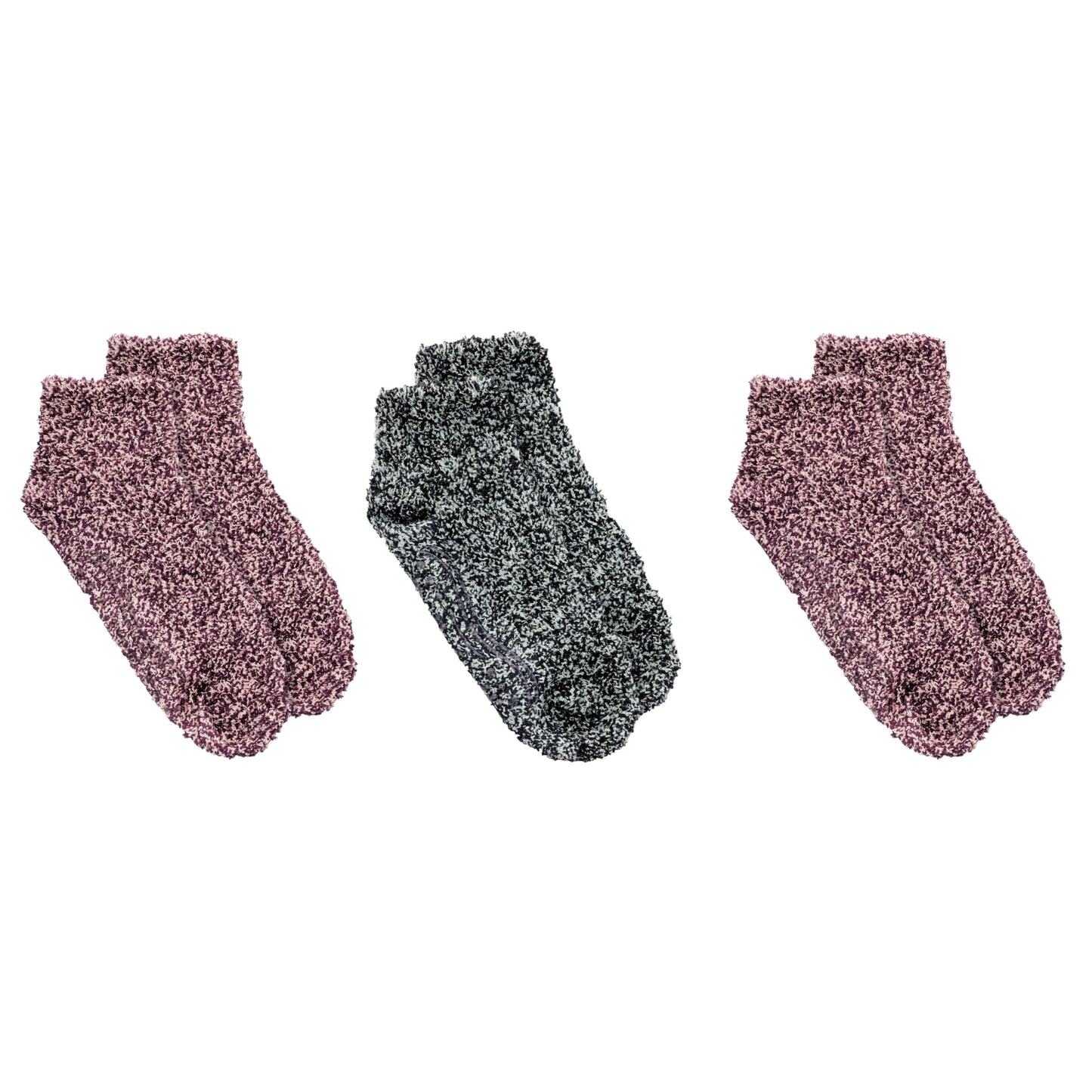 Dr. Scholl's Womens Low Cut Soothing Spa - Lavender & Vitamin E Infused 2 3 Pair Packs Bottom Grippers Socks, Black/Gray, Burgundy/Peach, 4-10 US