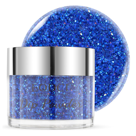 EODCI Dip Powder Glitter Blue Color 1 Oz/28g Sequin Nail Dipping Powder French Nails Art Starter Manicure DIY Salon Home Gift for Women,No Need Nail Lamp Cured
