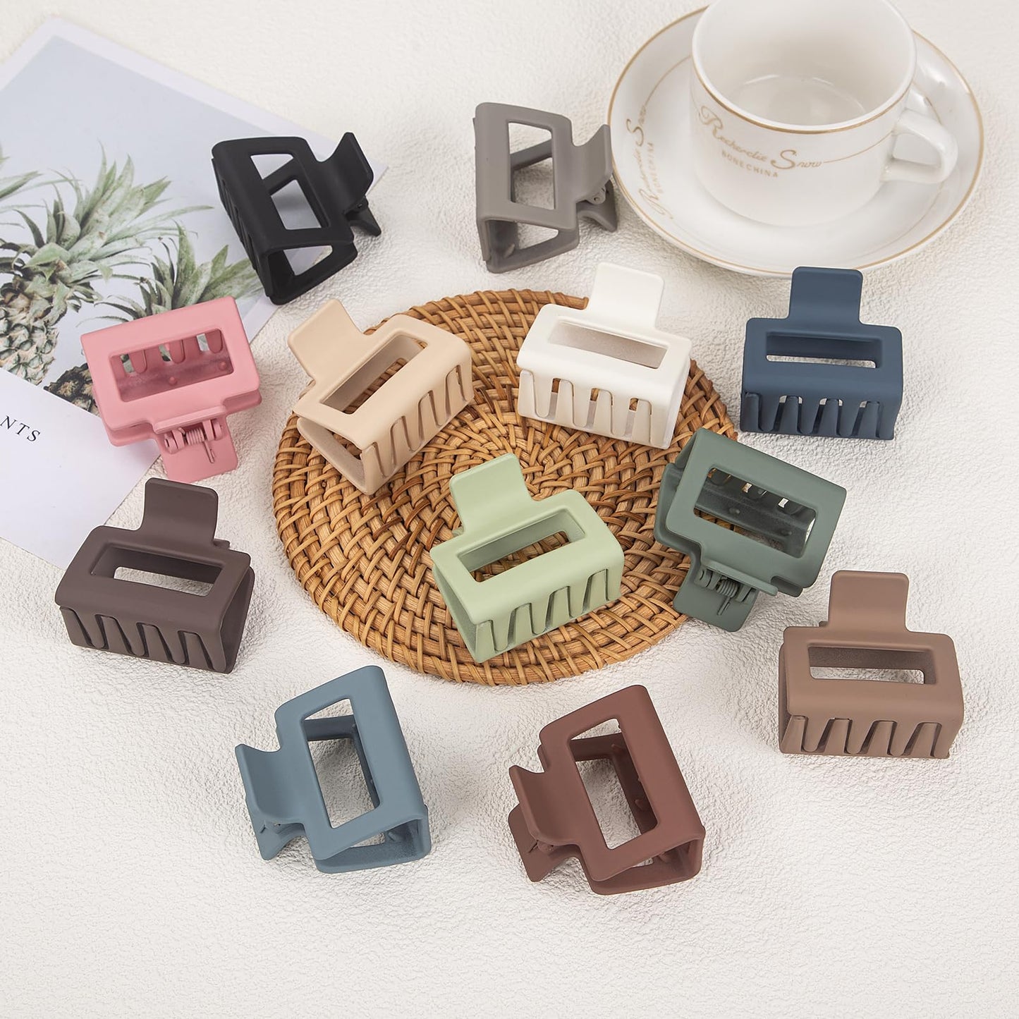 12 Pack Medium Small Hair Clips for Women, Claw Clips for Thick Thin Hair, Strong Hold Square Jaw Clips
