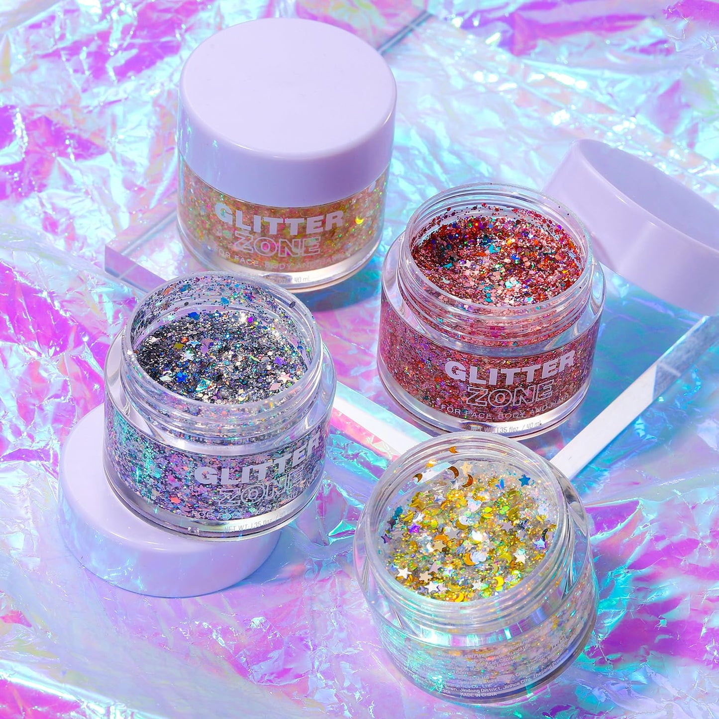 2 Pack Body Glitter Gel - Cosmetic-Grade, Color Changing Christmas Glitter Makeup for Face, Body, and Hair, Safe and Easy to Use, Perfect for Festivals Parties (01 Golden Mirage + 02 Stardust Pink)