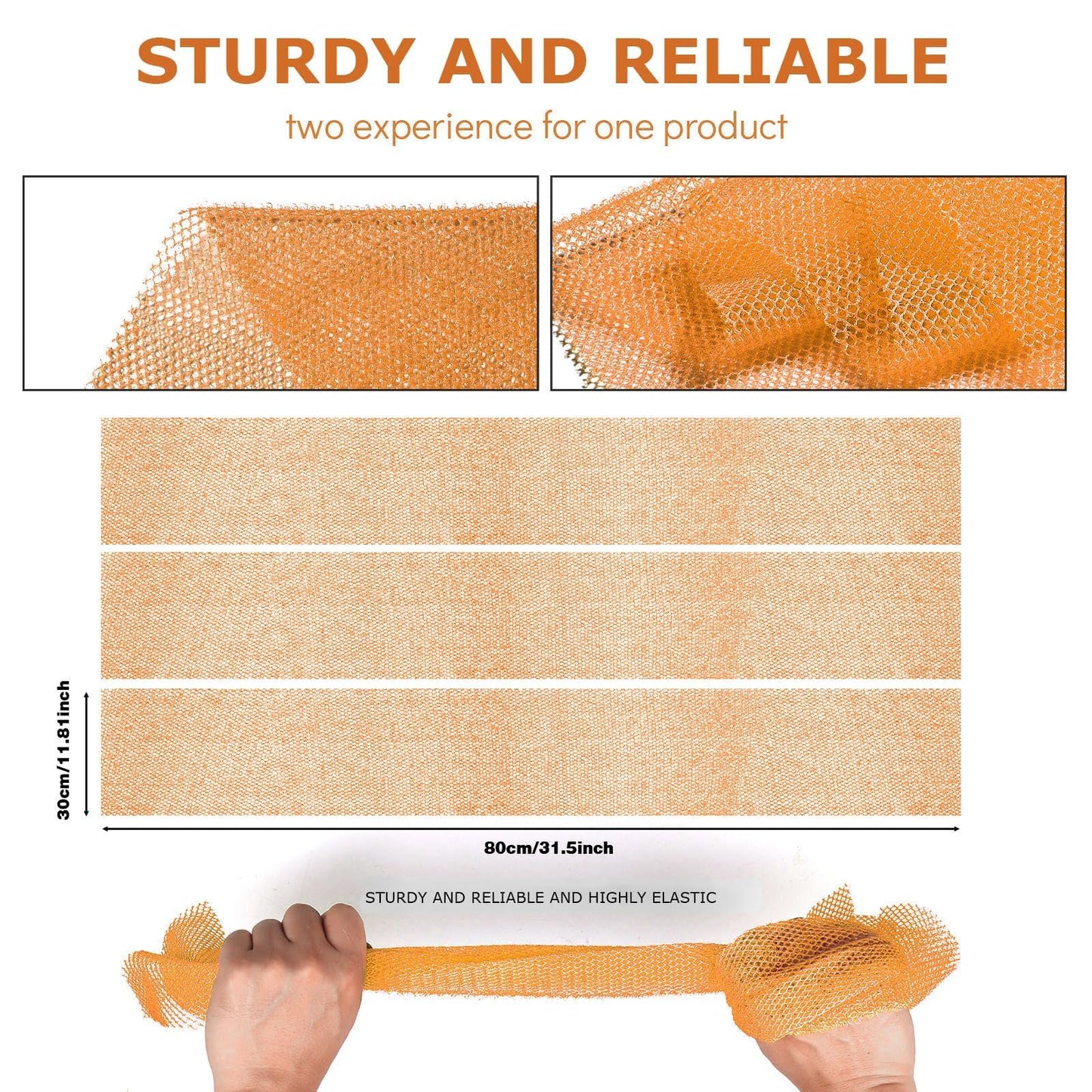 3 Pieces African Bath Sponge African Net Long Net Bath Sponge Exfoliating Shower Body Scrubber Back Scrubber Skin Smoother,Great for Daily Use (Yellow,Yellow,Yellow)