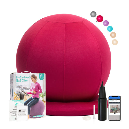ENOVI ProBalanceΩ Ball Chair, Yoga Ball Chair Exercise Ball Chair with Slipcover and Base for Home Office Desk, Birthing & Pregnancy, 75cm, CR