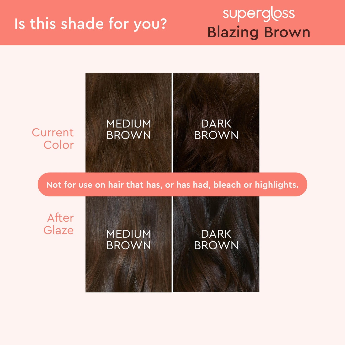 Glaze Super Gloss Color Conditioning Gloss – Blazing Brown for Medium to Dark Brown Hair – Rinse Out Semi-Permanent Hair Gloss for Unbleached, Natural Hair
