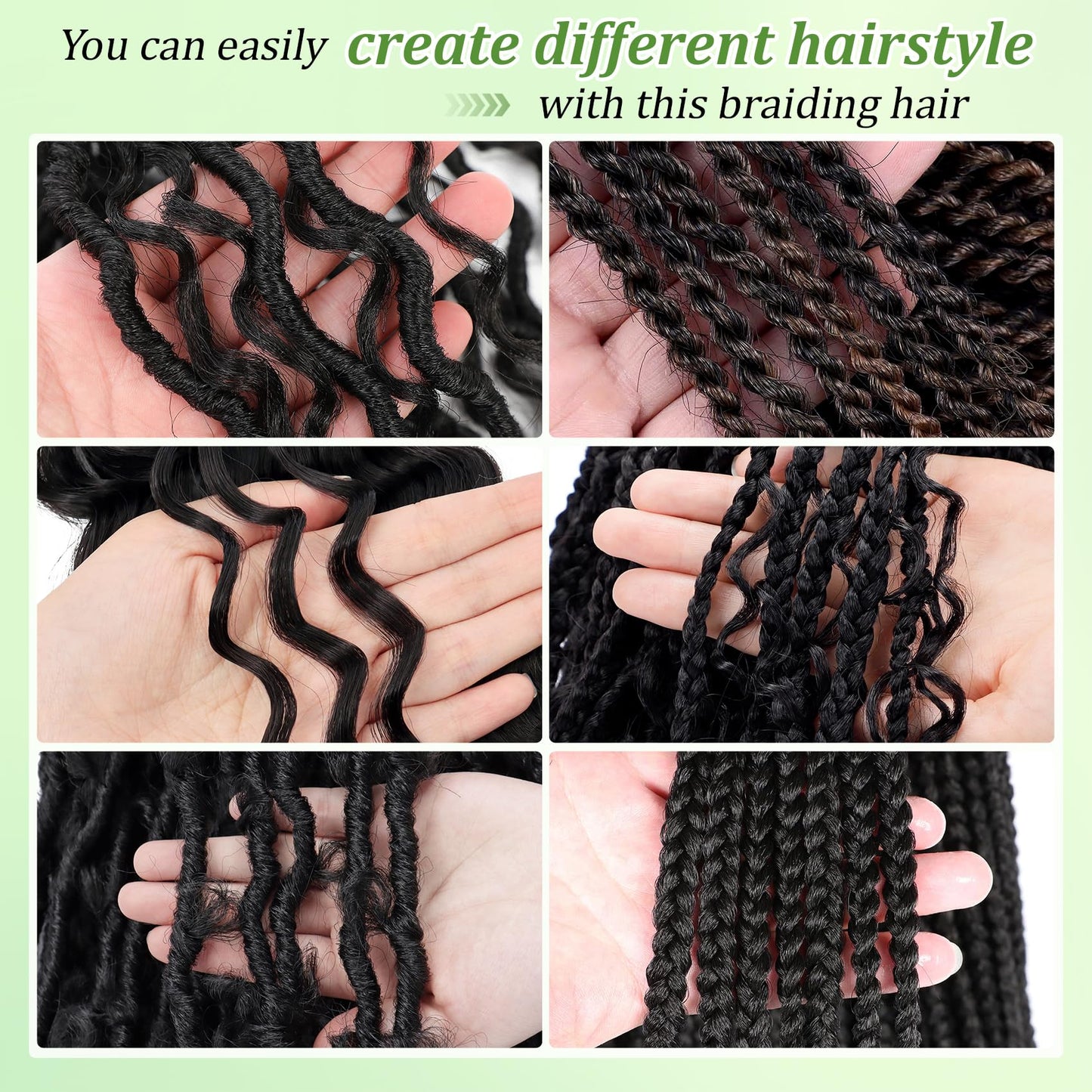Eerya Long Curly Braiding Hair 18 Inch 2 Packs Ocean Wave Crochet Hair for Black Women Deep Wave Braiding Hair for Boho Braids (18 inch, #30)