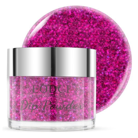 EODCI 1 Oz/28g Dip Powder Glitter Pink Color, Dipping Powder French Pro Collection System Nail Art Starter Manicure Salon DIY at Home, No Needed Nail Lamp Curing