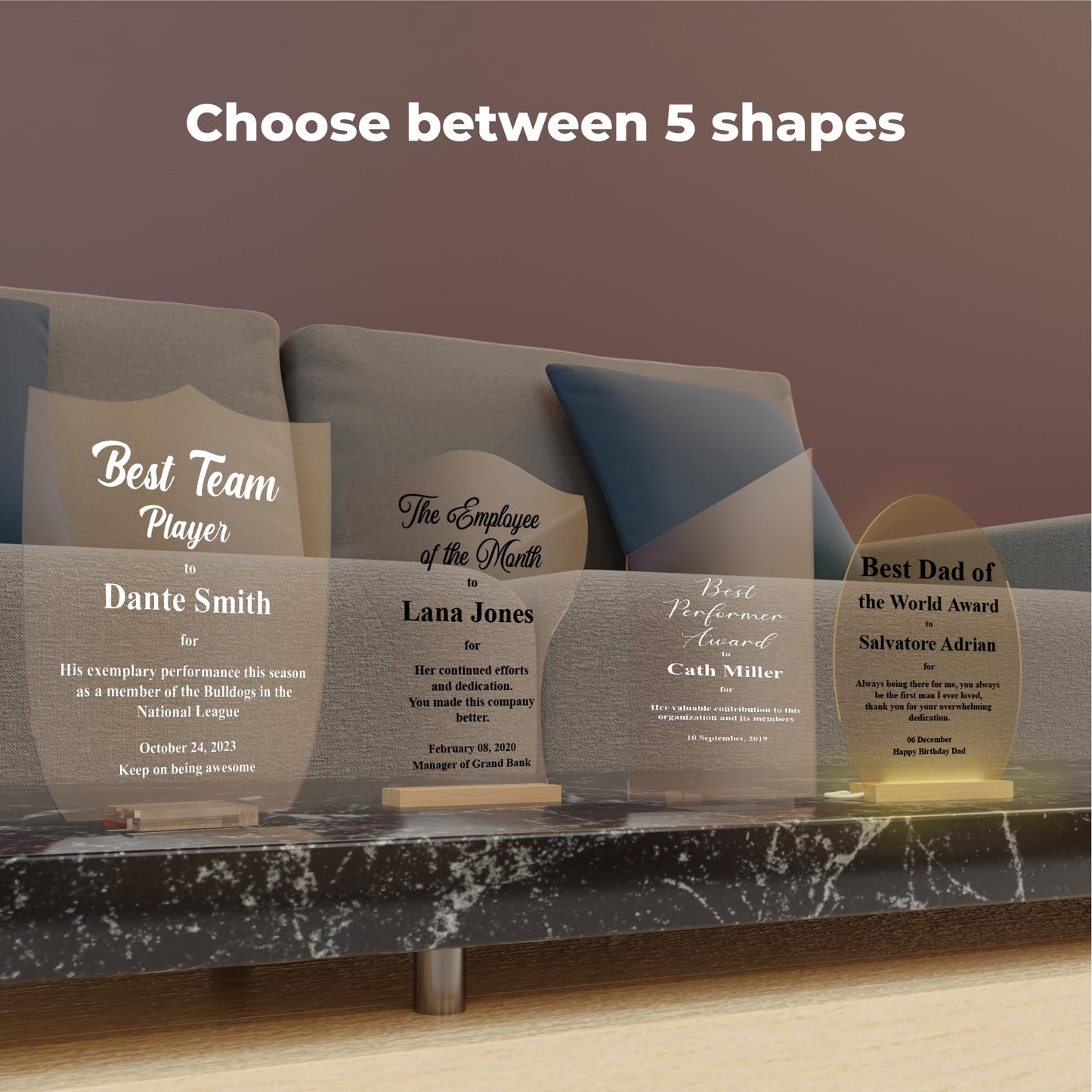 EGD Personalized Acrylic Trophy Award for Activities I Custom Trophy Plaque I Customizable Awards and Trophies I Customize Your Employee Appreciation Gifts (Wide 8" x 10" Height) (Award No Logo)