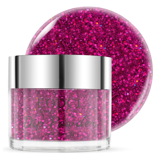 EODCI 1OZ Glitter Hot Pink Dip Powder Color, Nail Dipping Powder French Powder Pro Collection System Nail Art Starter Manicure Salon DIY at Home, Odor-Free&Long-Lasting, No Needed Nail Lamp Curing