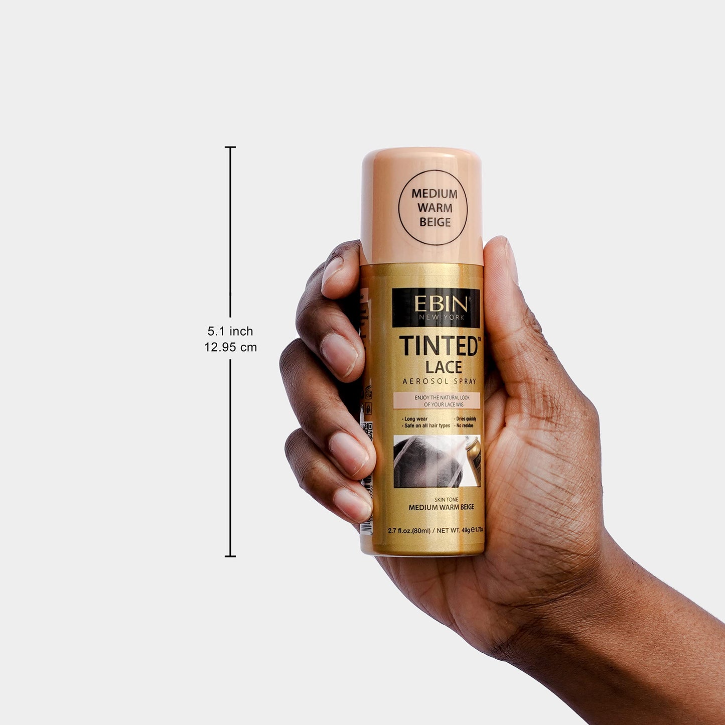 EBIN NEW YORK Tinted Lace Spray - Dark Brown 2.7oz/ 80ml, Quick dry, Water Resistant, No Residue, High pigmentation, Even Spray, Matching Skin Tone, Natural Look, Tinted Spray for Wig