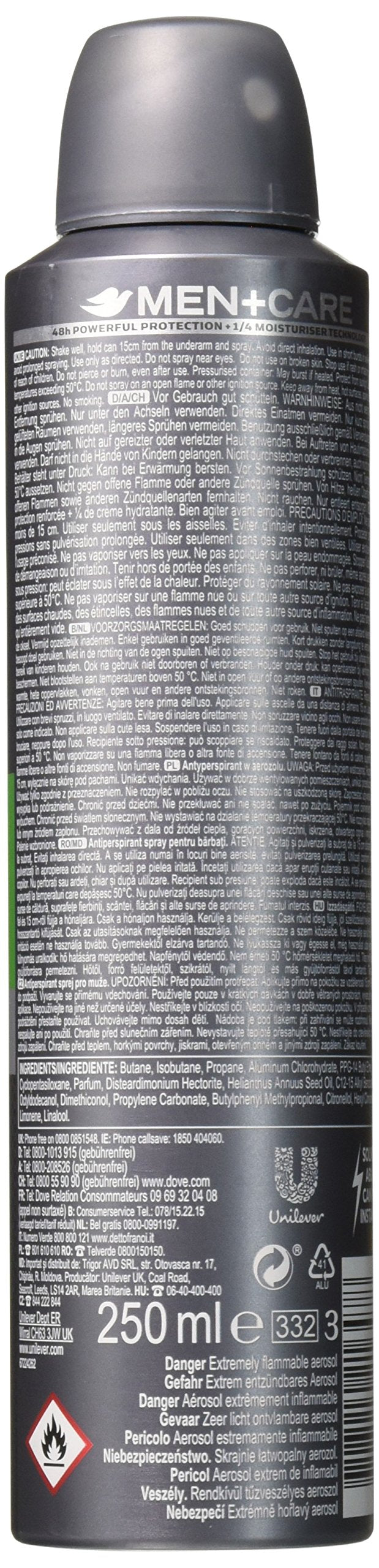 Dove Men + Care Dry Spray Antiperspirant, Extra Fresh 3.8 oz (6 Pack)
