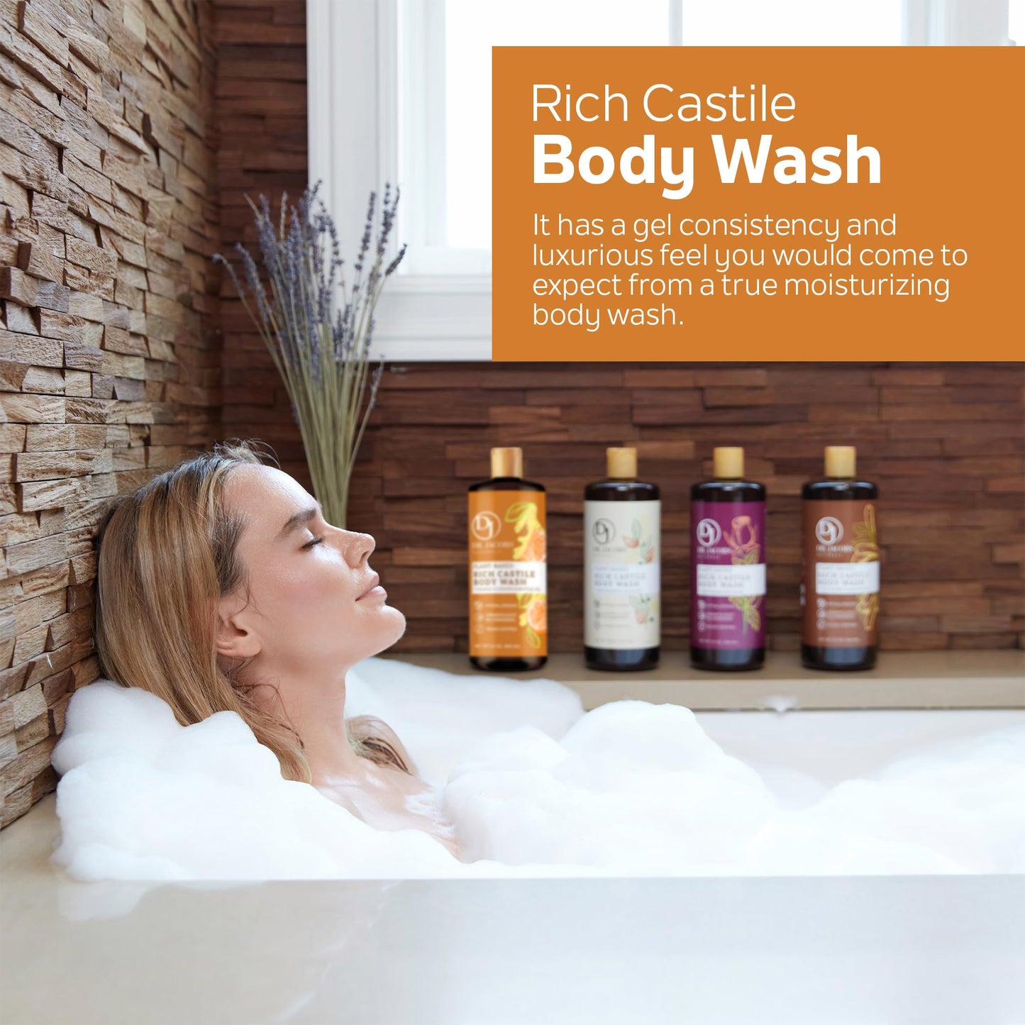DR. JACOBS NATURALS Castile Orange & Ginger All-Natural Body Wash for Moisturizing Dry and Sensitive Skin Shampoo with Plant-Based Ingredients Gluten, Preservatives-Free Formula - 32 oz