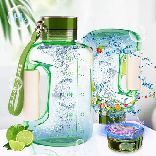 1.5 Liter Hydrogen Water Bottle, Hydrogen Water Generator, Alkaline Drinking Water Generator, Portable Healthy Water Ionizer with SPE PEM Technology for Sports Bottles(Color:Green)