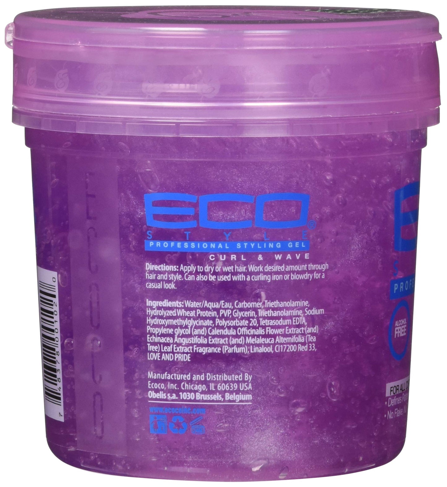 Eco Style Ecoco Hair Gel - Curl And Wave - Anti-Itch, Alcohol-Free Formula - Perfect Hold For Angled Or Tapered Sides - Ideal For Wavy Hair - No Flakes - Not Animal Tested - Moisturizes - 16 Oz