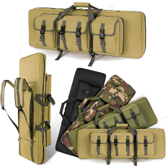 DULCE DOM 32 inch Double Rifle Case Soft Bag Gun Case, Perfect for Rifle Pistol Firearm Storage and Transportation, All Around Shooting Range Tactical Rifle Backpack, Indoor Outdoor