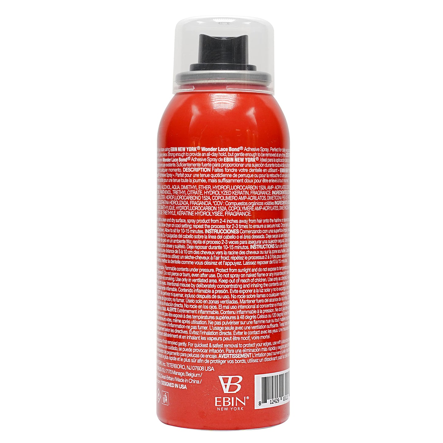 EBIN NEW YORK Wonder Lace Bond Adhesive Spray - Extreme Firm Hold 2.7oz/ 80ml| Active Use, Fast Drying, No Residue, No Build-up, All-day Powerful Hold, Easy Daily Wig Install