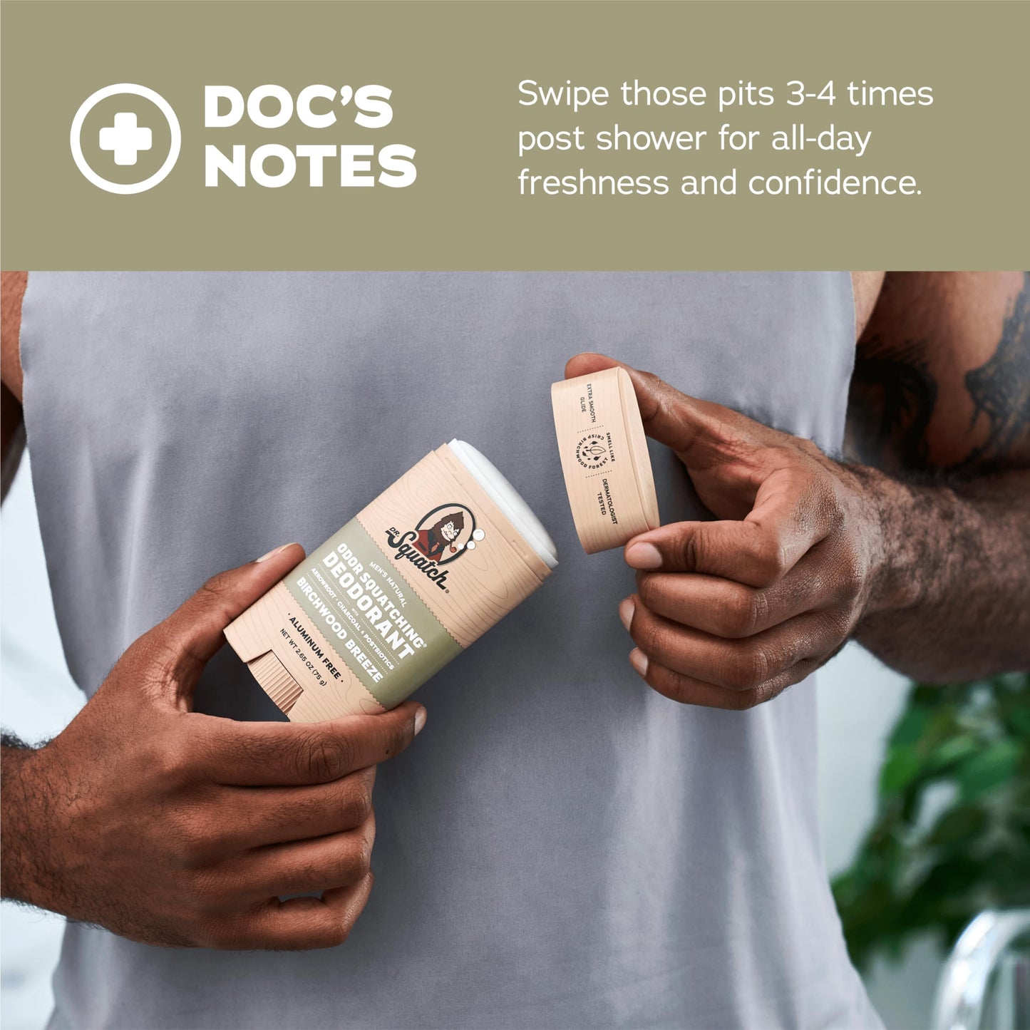 Dr. Squatch Natural Deodorant for Men 3 Pack Birchwood Breeze – Odor-Squatching Men's Deodorant Aluminum Free (2.65 oz, 3 Pack)