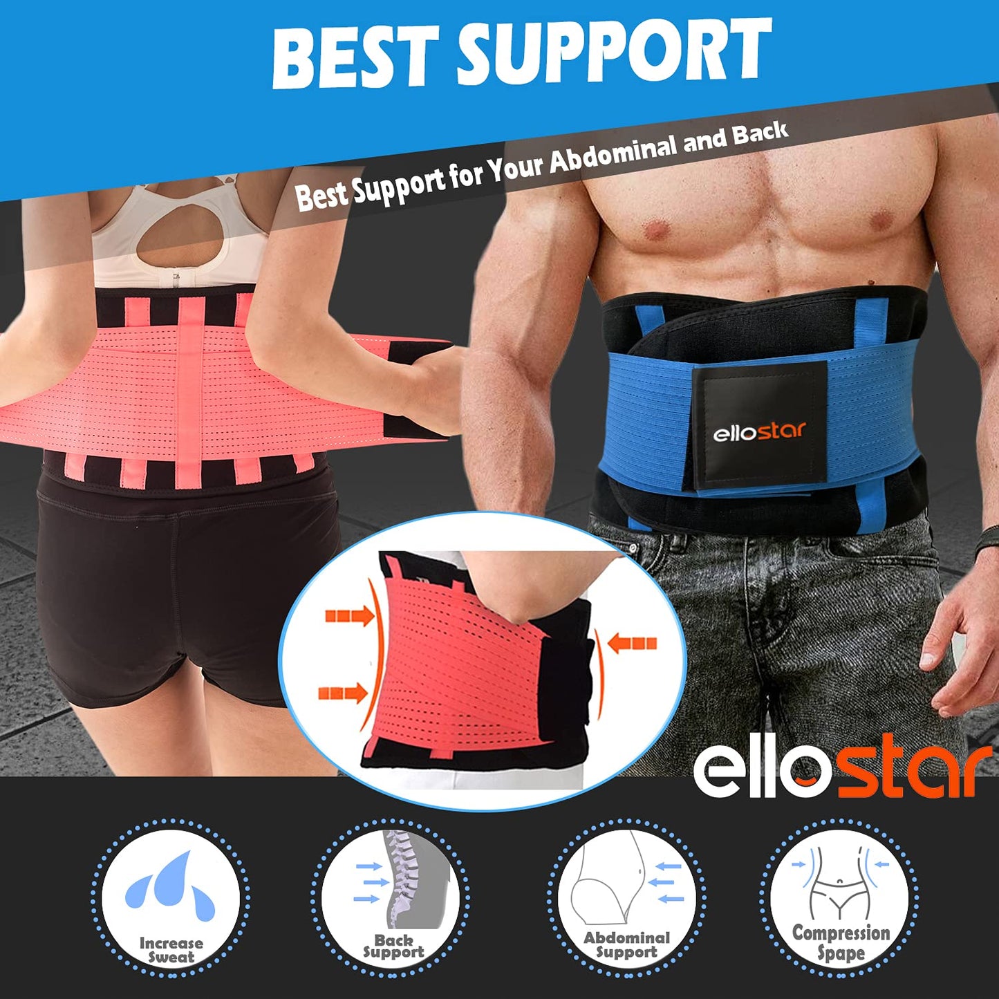 ellostar Women's Waist Trainer: Sweat Band for Belly Fat, Tummy Control, Back Support, Workout Shapewear, Weight Loss Aid XX-Large, Pink