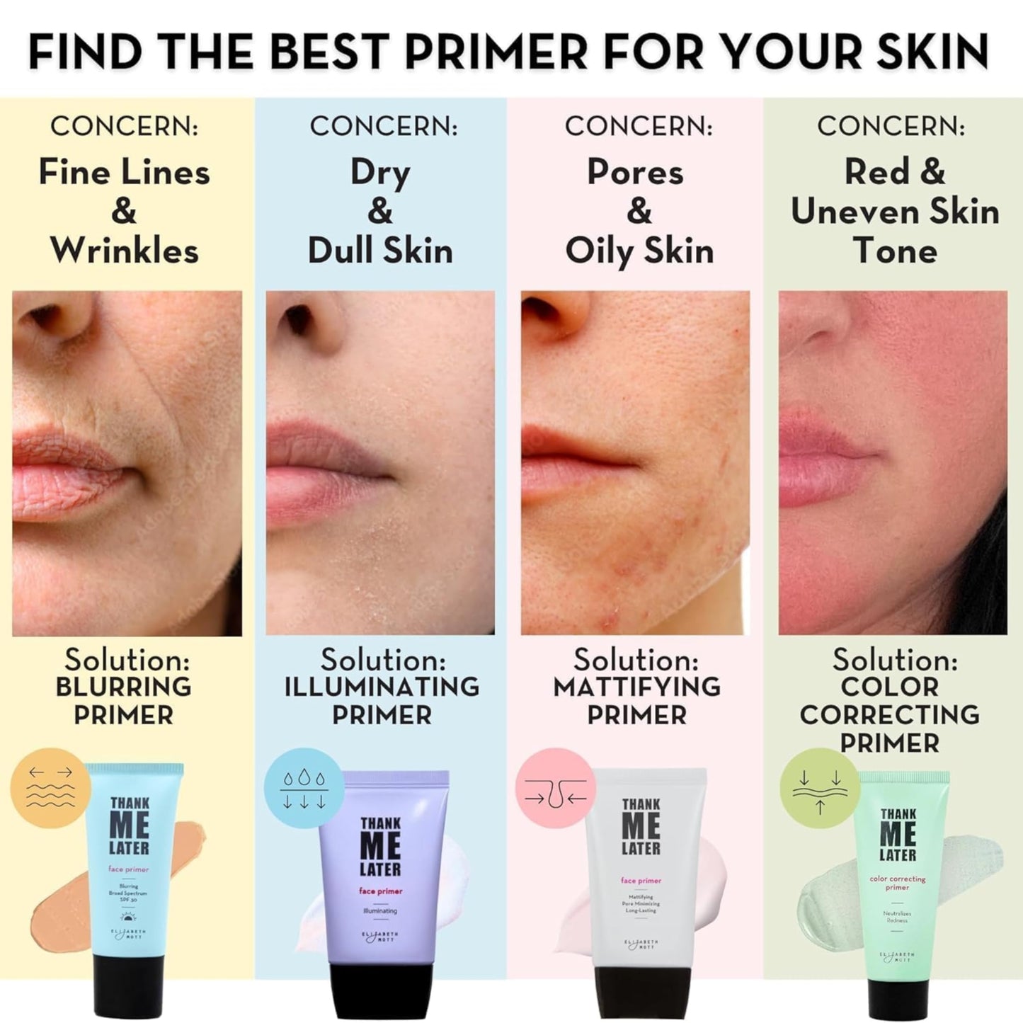 Elizabeth Mott Thank Me Later Radiant Face Primer – Dermatologist & Allergy Tested – Illuminating, Hydrating Makeup Base for Glowing Skin – Long-Lasting, Pore-Minimizing, Oil-Free, Cruelty-Free, 30g
