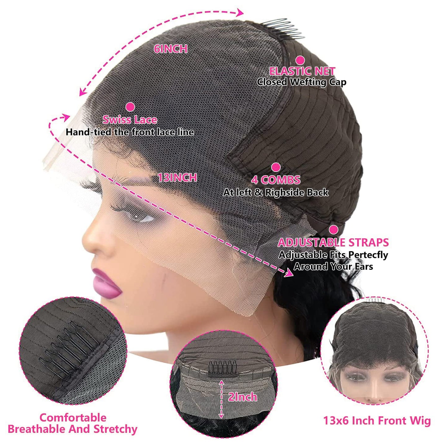 13x6 Straight Lace Front Wigs Human Hair HD Transparent Lace Front Human Hair Wigs for Black Woman Brazilian Lace Frontal Wigs Human Hair Glueless Wigs Human Hair Pre Plucked Natural Color 32inch