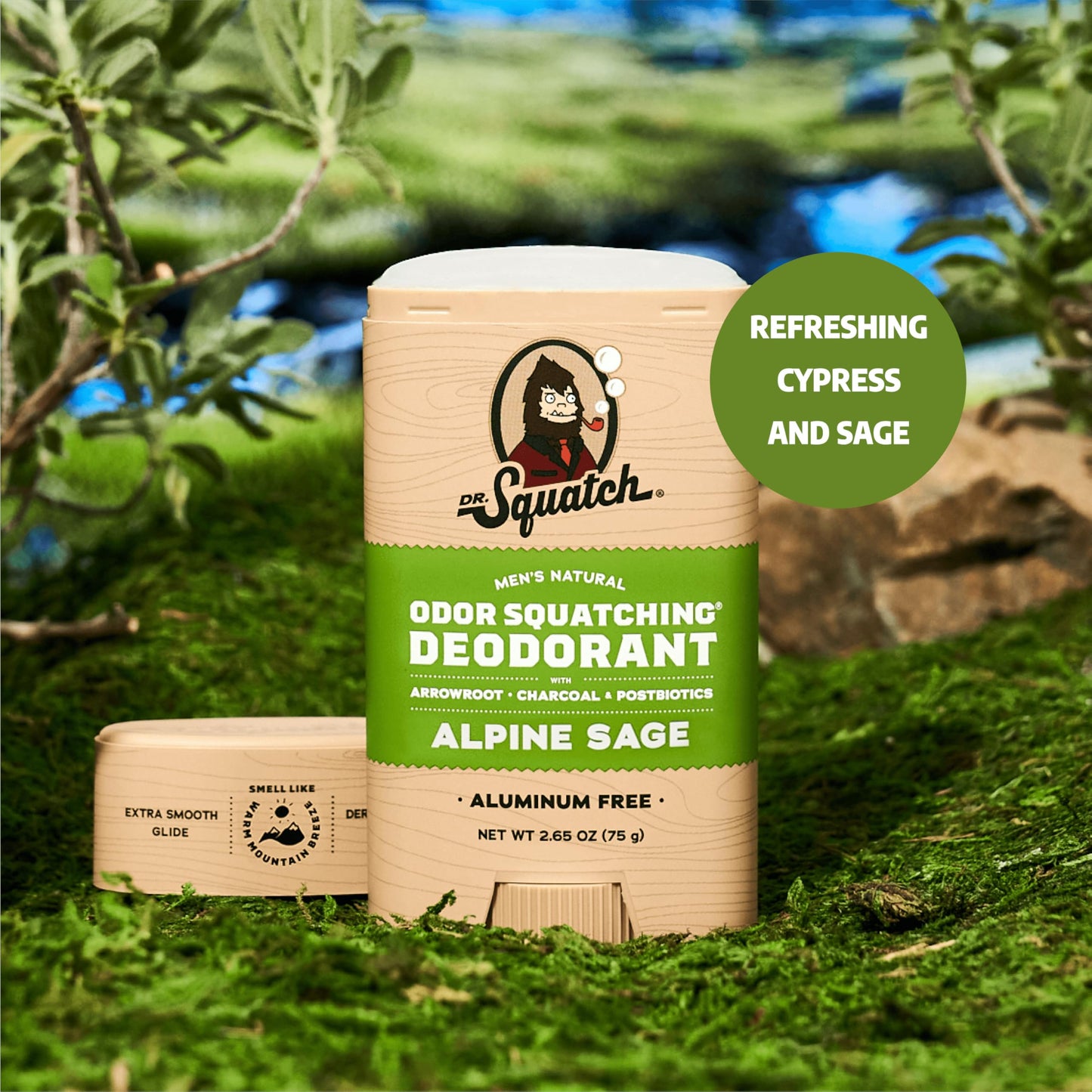 Dr. Squatch Natural Deodorant for Men 3 Pack Alpine Sage – Odor-Squatching Men's Deodorant Aluminum Free (2.65 oz, 3 Pack)