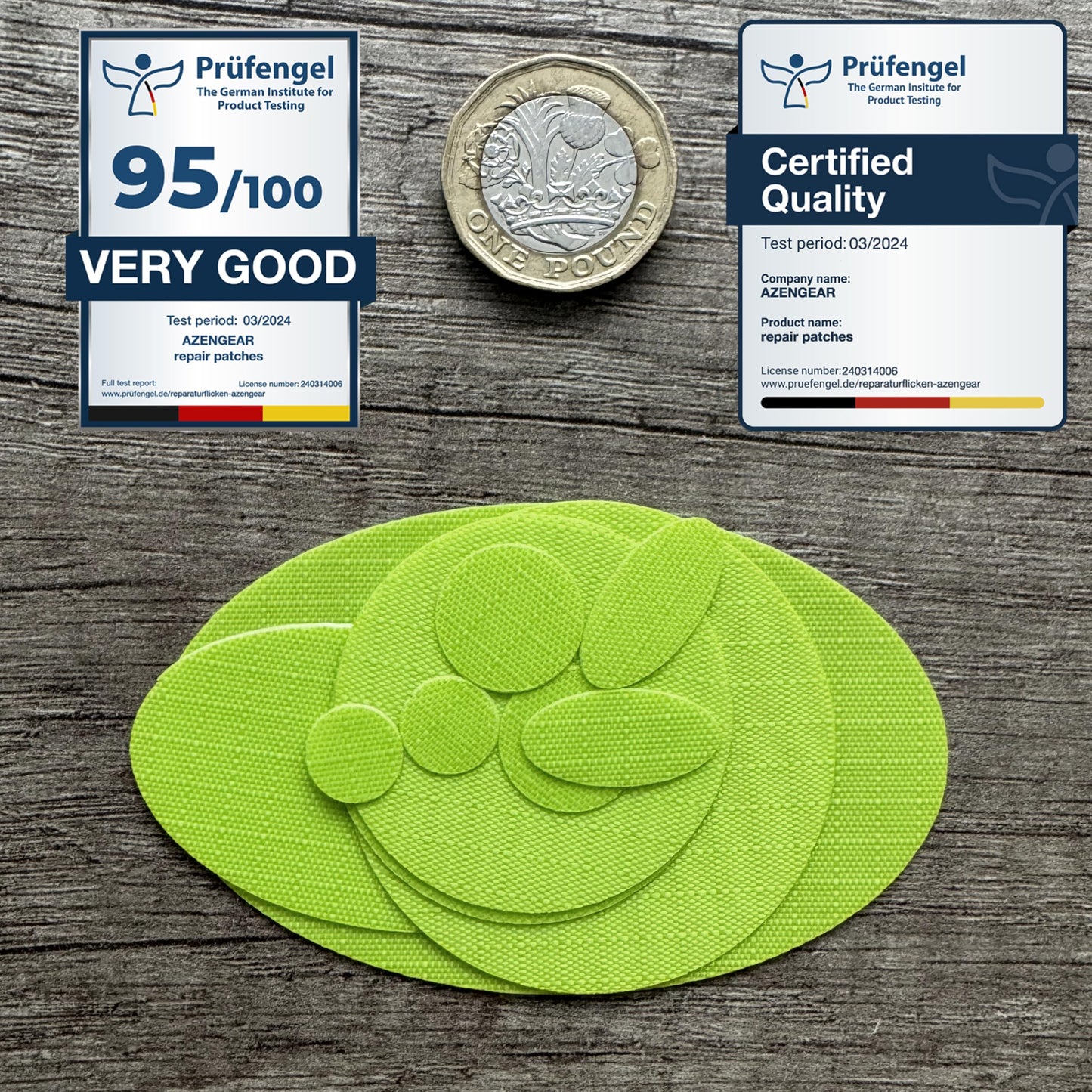 Down Jacket Repair Patches | Pre-Cut, Self-Adhesive, Soft, Waterproof, Tear-Resistant Rip-Stop Nylon Fabric to Fix Holes in Clothing, Sleeping Bags, Ski Pants (11 Pieces, Green)