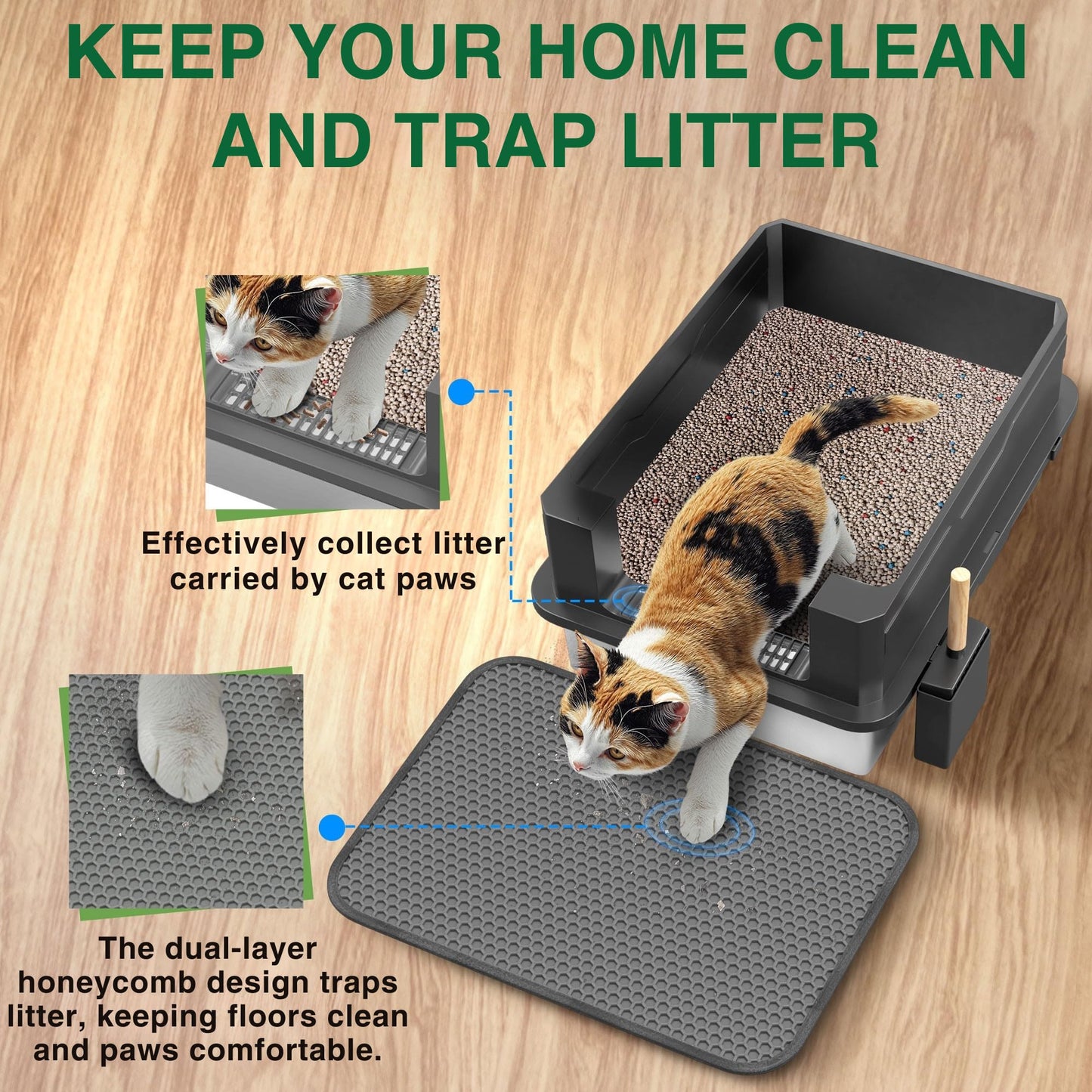 2-Pack XXXL Stainless Steel Cat Litter Box – Extra Large 28" L x 20" W with High Sides & Lid, Non-Stick, No Odor, Leak-Proof Metal Boxes for Large & Multiple Cats, Easy to Clean