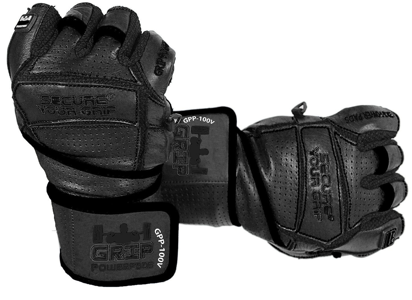 Elite Leather Gym Gloves with Built in 2" Wide Wrist Wraps Best Leather Glove Design for Weight Power Lifting Bodybuilding & Strength Training Workout Exercises (Black, Medium)