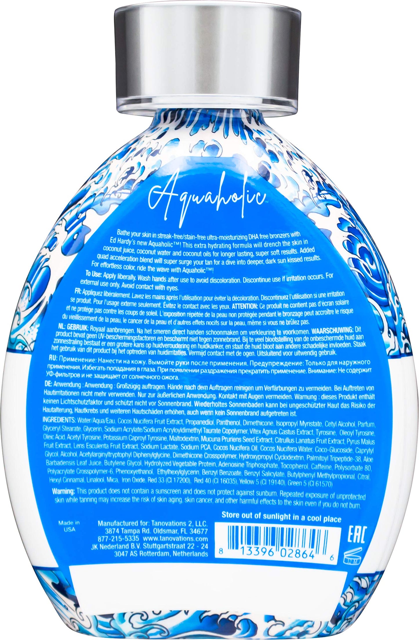 Ed Hardy Tanning Aquaholic - Coconut Surge Natural Bronzer Tanning Lotion 13.5 oz.