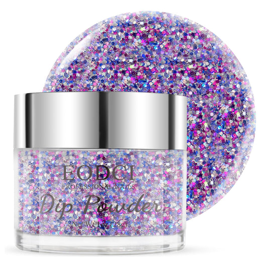EODCI Dip Powder Glitter Colorful Purple for Valentine, 1 Oz Nail Dipping Powder French Nail Art for Starter Manicure Salon DIY at Home, Fall Winter Dip Colors Long Lasting