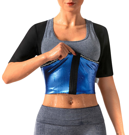 DYUAI Sauna Shirt for Women Sauna Suit for Women Waist Trainer Sauna Sweat Vest Workout Body Shaper Zipper(6005-01-S)