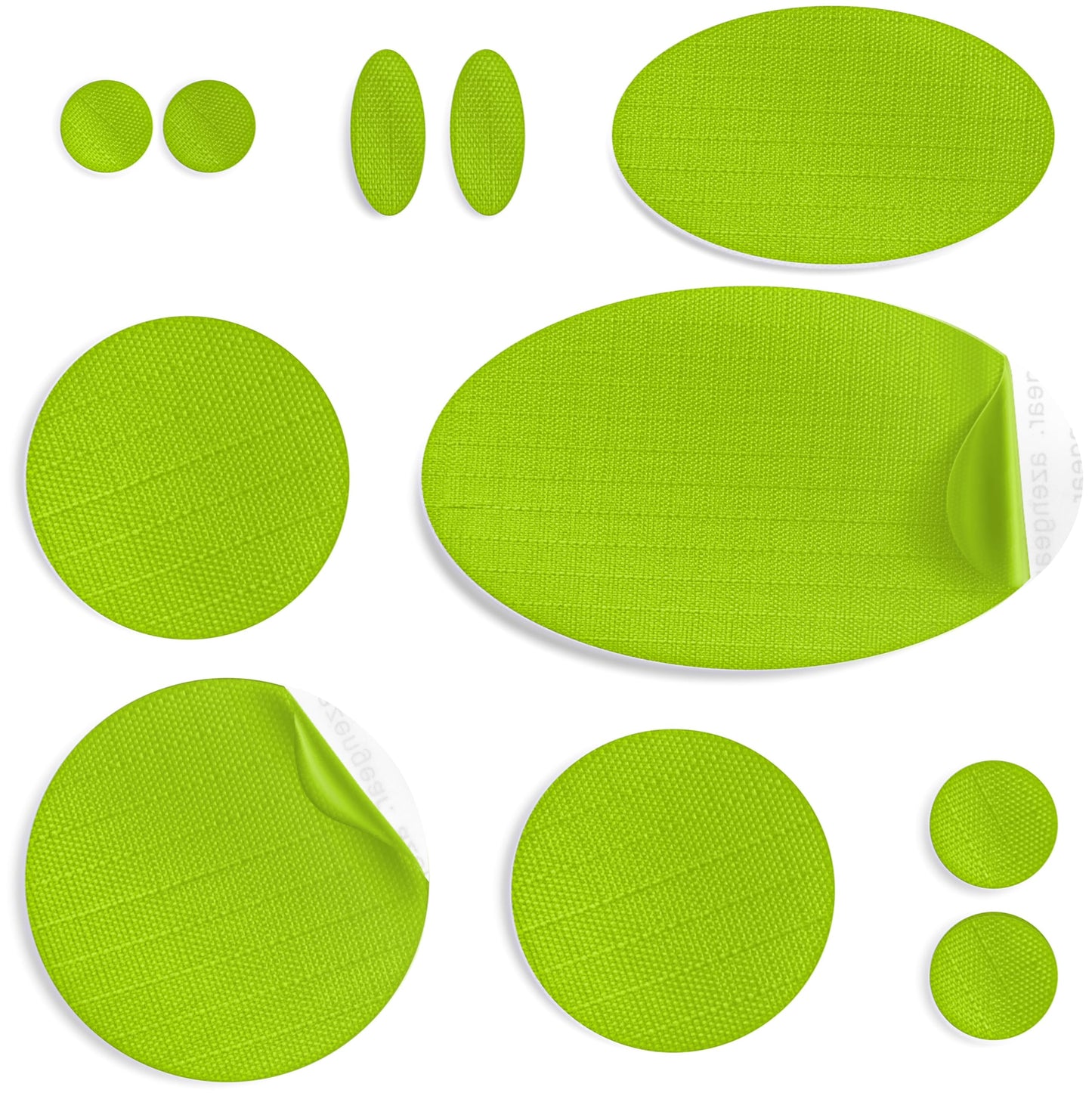 Down Jacket Repair Patches | Pre-Cut, Self-Adhesive, Soft, Waterproof, Tear-Resistant Rip-Stop Nylon Fabric to Fix Holes in Clothing, Sleeping Bags, Ski Pants (11 Pieces, Green)
