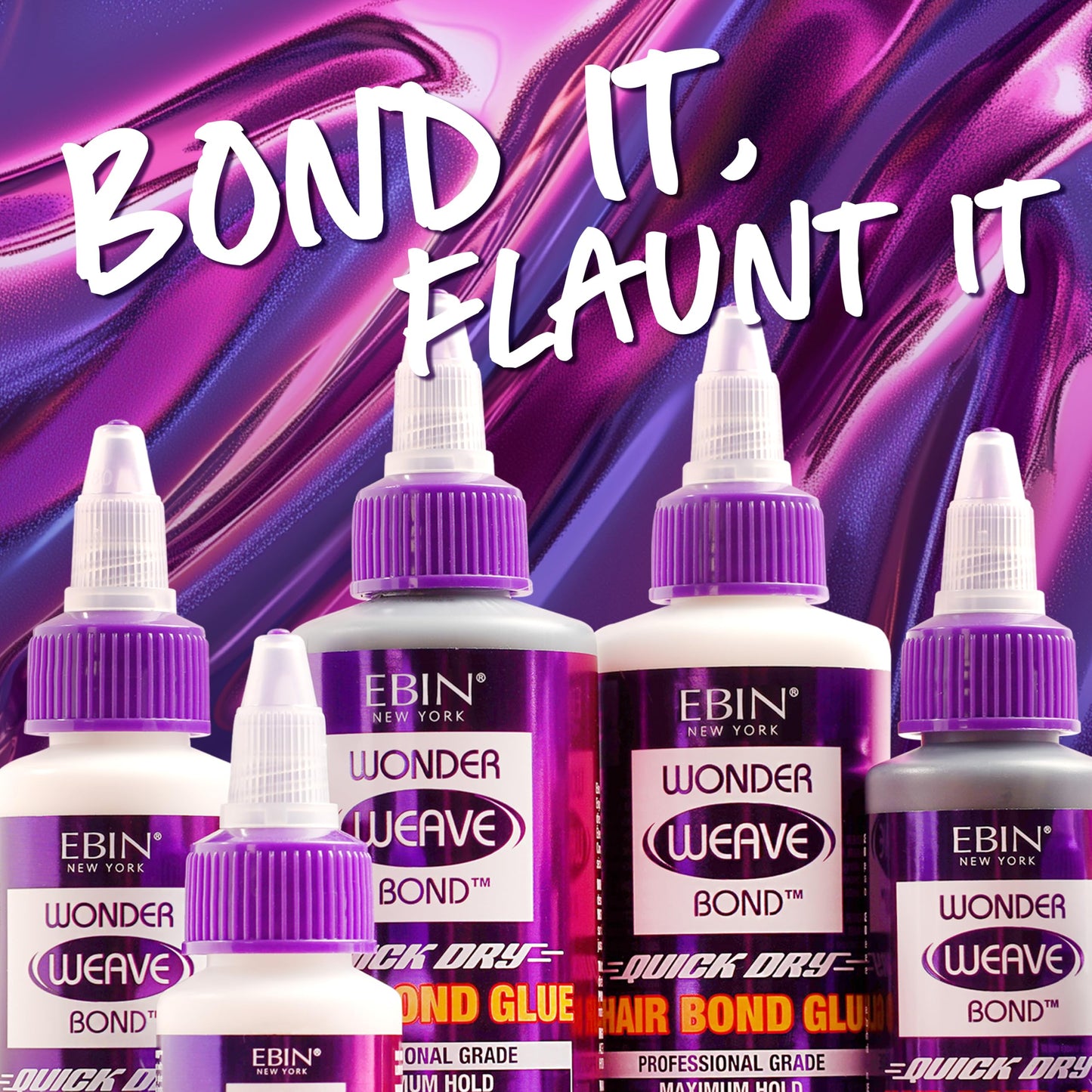 EBIN NEW YORK Wonder Weave Bond Hair Bond Glue 4 Fl Oz (Black) – Quick-Dry Hair Glue with Strong Hold for Weaves and Tracks – Long-Lasting Bonding Formula for Salon or at-Home Quick Weave Application