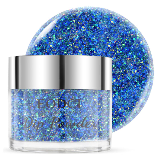 EODCI Dipping Powder Glitter Blue Color Nail Dip Powder 1 Oz For Nail Starter Professional Nail Art Salon DIY French Manicure Nail Powder No Needed Nail Lamp Cured