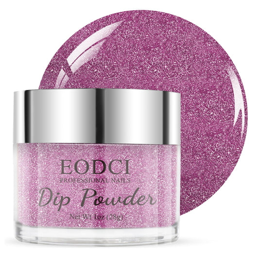 eodci Dip Powder Glitter Purple Color, Nail Dipping Powder French Powder Pro Collection System Nail Art Starter Manicure Salon DIY at Home, No Needed Nail Lamp Curing, 1 Oz/28g
