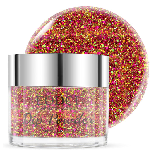 EODCI 1 Oz Glitter Sequins Orange Nail Dip Powder, Odor-Free and Long-Lasting, No Needed Nail Lamp Curing, Dipping Powder French Nail Art Starter Manicure