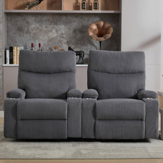 2 Pcs Recliner Chair, Manual Sofa-3 Comfortable Seating Positions, Ideal for Living Room, Office, RV, or Home Theater, Oversized Recliner Chairs for Adults(Dark Grey)